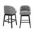 28.75'' H  Swivel Counter Bar Stool Fabric Upholstered Island Stools With 180° Swivel Seat Gray-454526020-295036149