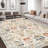 Vintage Oriental Distressed Floral Area Rug, Non-slip Washable Bohemian Persian Carpet, Stain Resistant Traditional Medallion Floor Mat for Living Room Bedroom Dining Room