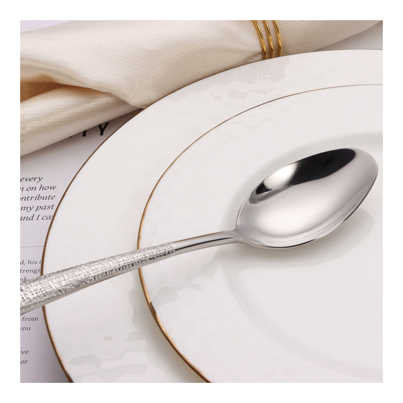 Ensemble de couverts 20 pièces or mat avec poignées carrées, Argent argent