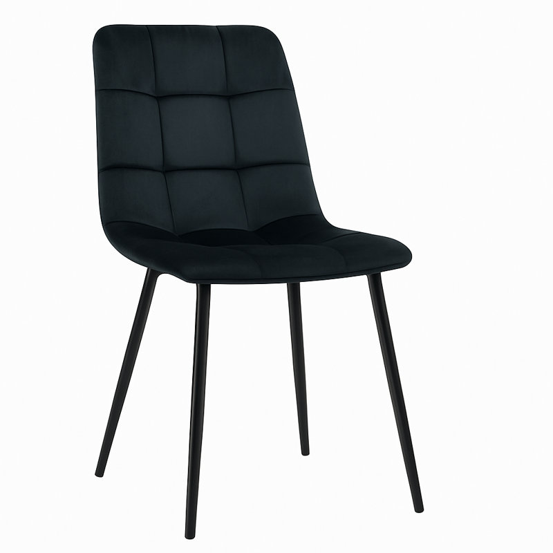 Dining Table Set with 2 Velvet Chairs and 2 Benches, Stone Effect Wood Table, Modern Dining Room Furniture, Black