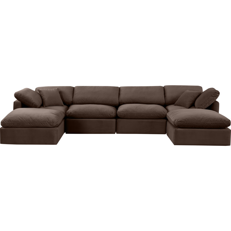Itala 6 - Piece Velvet Corner Sectional, Brown Velvet