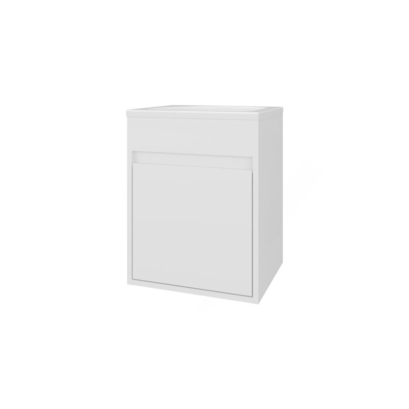 Meuble-lavabo flottant blanc avec lavabo et 1 porte