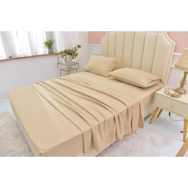 Ensemble de draps en rayonne de bambou ultra doux et infroissable, Très grand séparé, Beige