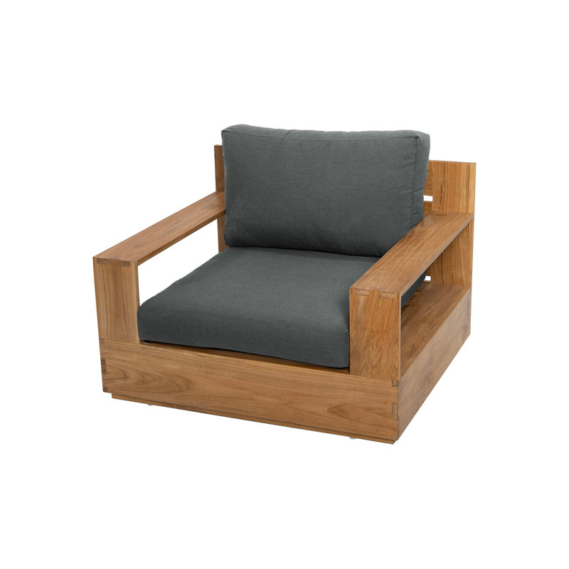 Pacific Outdoor Teak Club Chair with Sunbrella Cushions, Coal