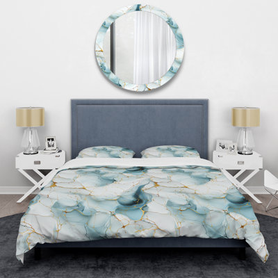 Mainardo Oriental Elegance Marble Pattern - Marble Duvet Cover Set - Microfiber Polyester
