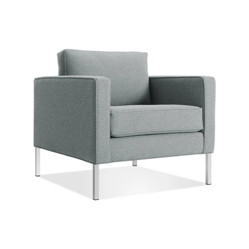Paramount Tufted Armchair, Stainless Steel, Otter Velvet Polyester Blend