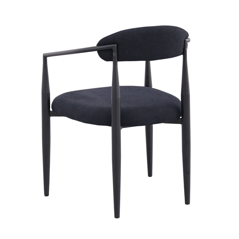 2 chaises de salle à manger de style moderne Mid-Century, rembourrées, pieds en métal noir pour la pièce 2, rembourrés de mousse, pieds élégants courbés