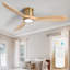 Ventilateur de plafond encastré à DEL à intensité variable en or et en bois de 52 po avec lumière et télécommande