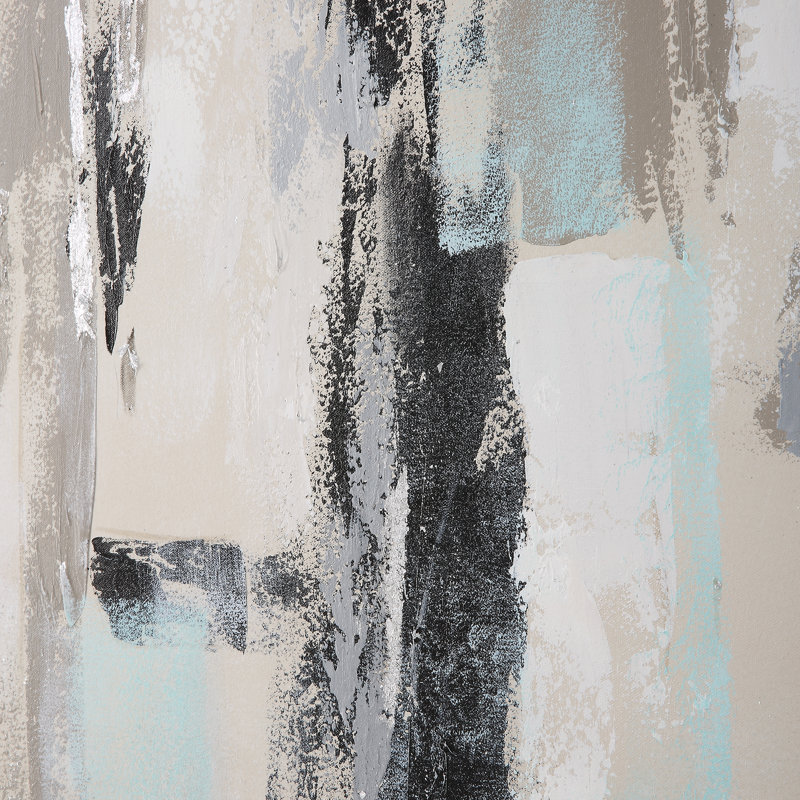 Placidity Neutral Abstract Canvas Art with Silver Frame