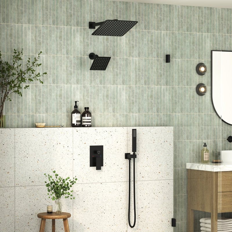 6-Setting 12Inch Completed Shower System With Dual Showerheads & Handheld