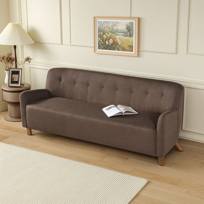3-Seater Upholstered Sofa with Button-Tufted Back, Foam and Sinuous Spring Seat and Armrests for Living Room