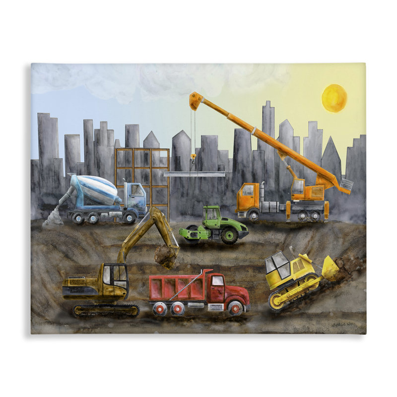  "Construction Camions Skyline" par Brett Blumenthal, H 24 po x l 30 po