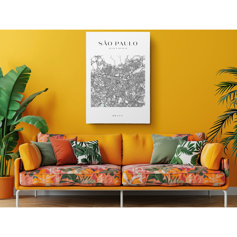 Sao Paulo Map Print Brazil Canvas Print