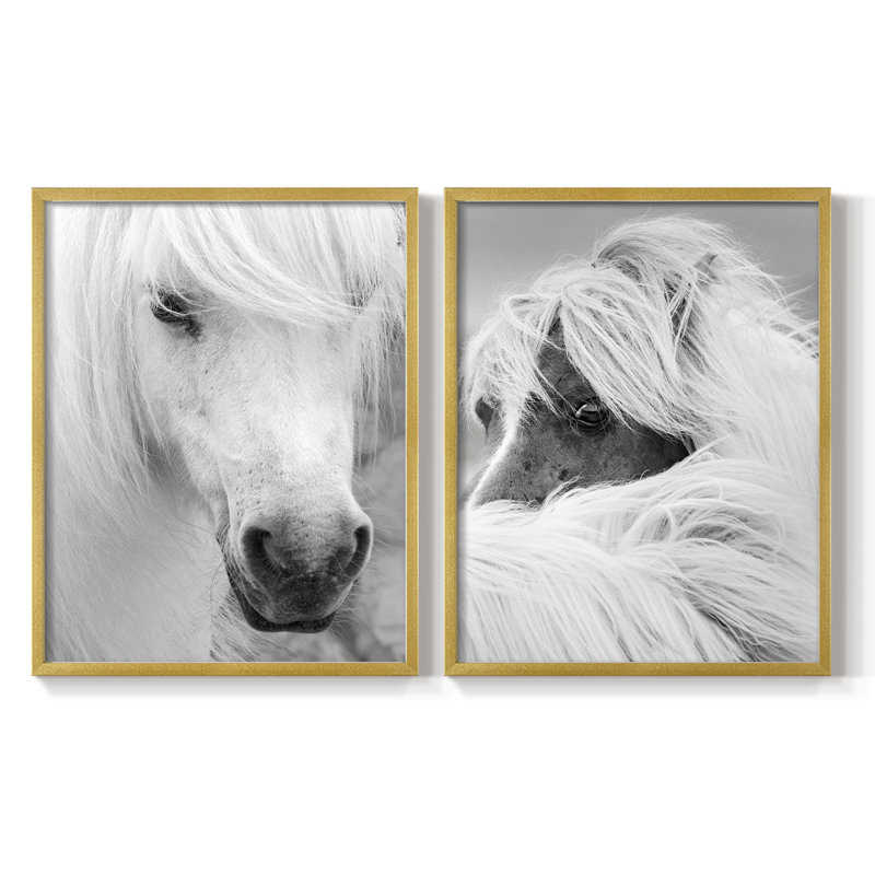 «Island Pony I», reproduction encadrée de qualité supérieure - prête à être accrochée - aucun clou requis - aucun clou requis