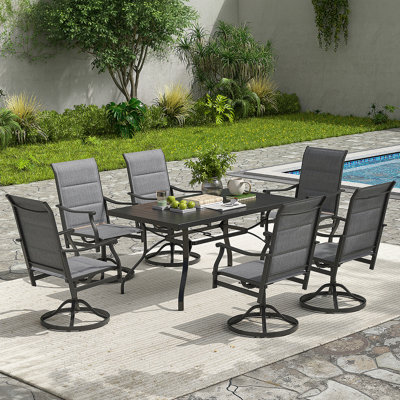 Ensemble de 2 chaises de patio pour l'extérieur, chaise de patio pivotante pour l'extérieur avec tissu en polyester enduit de PVC rembourré, sièges d'extérieur toutes saisons confortables et ergonomiques, sièges pour la cour, le balcon et le jardin