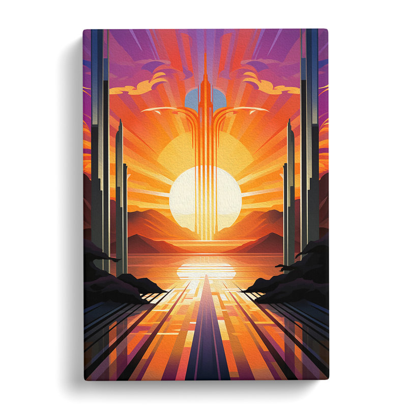 Deco Sunset Futurism - Print, 50cm H x 35cm W x 3cm D