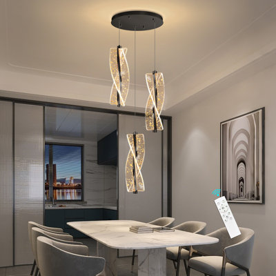 3-light Modern Led Dimmable Chandelier For Kitchen Island Black