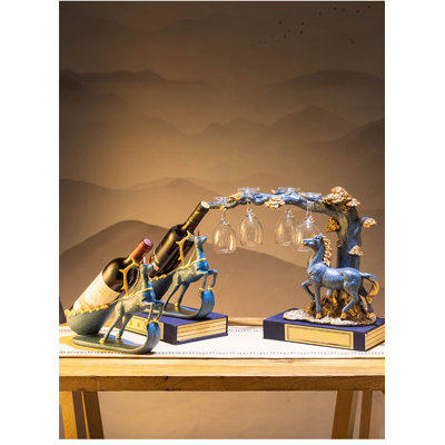 Support pour bouteilles de vin et verre de table Cambra - bleu