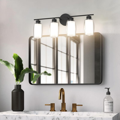 Modern Bathroom Vanity Light Fixture With Clear And Frosted Glass, Up And Down Lighting, Durable Aluminum Construction, Easy Installation, Excludes Bulb