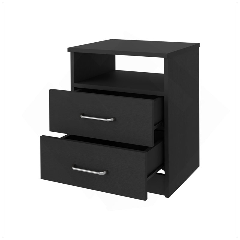 Oklahoma Nightstand,Two Drawers, One Shelf, Black