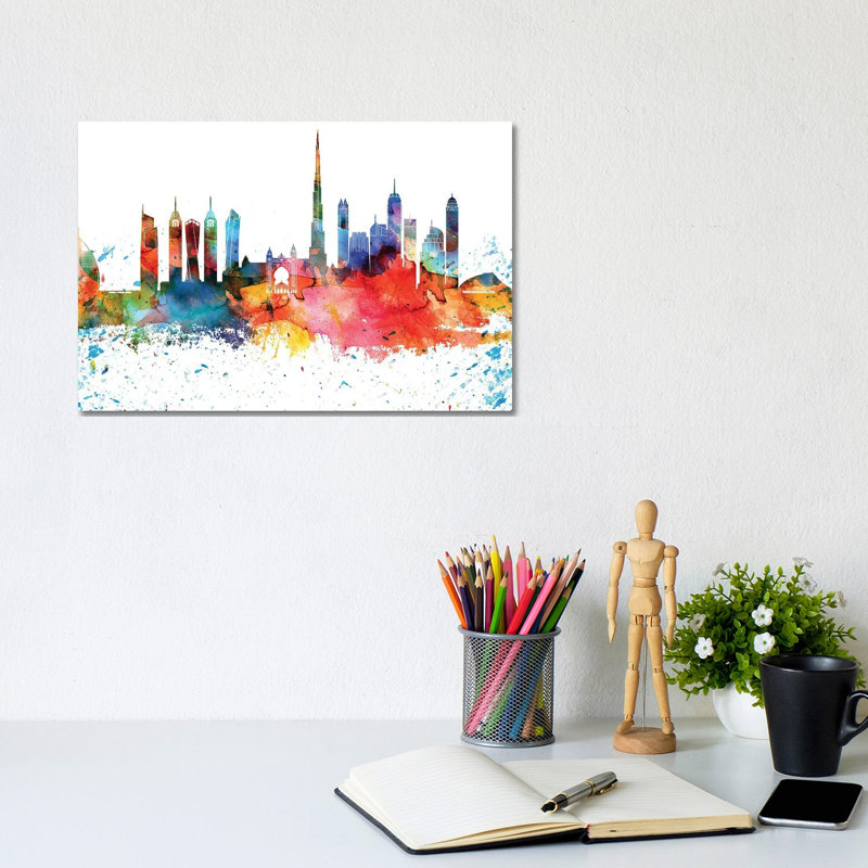 Dubai Skyline - Wrapped Canvas Painting, 20.32 cm H x 30.48 cm W