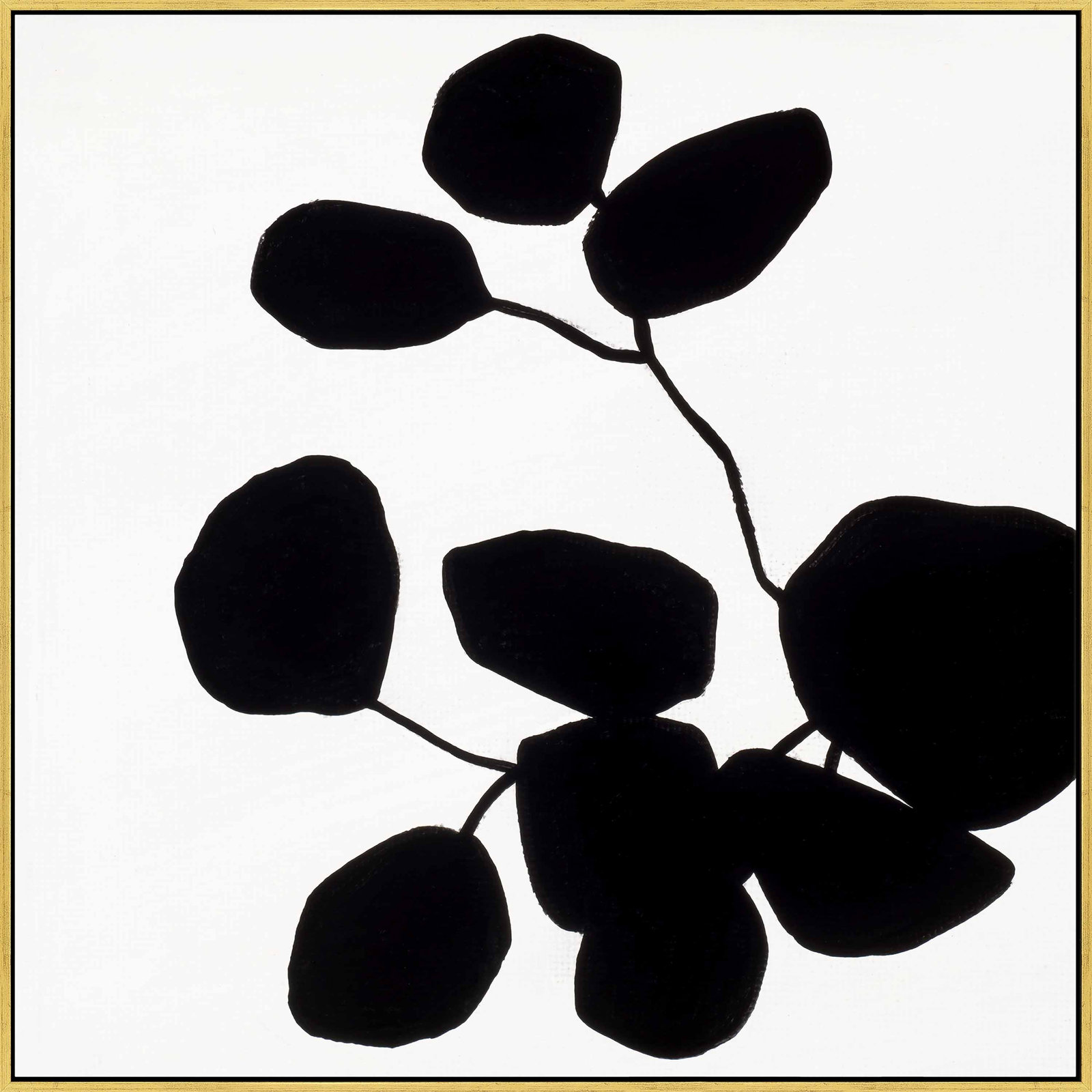 Modern Botanical 5 by Lee Lessem, 16" H x 16" W x 1.38" D, Gold Framed Canvas