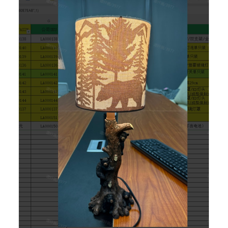 Rustic Cabin Bear Table Lamp