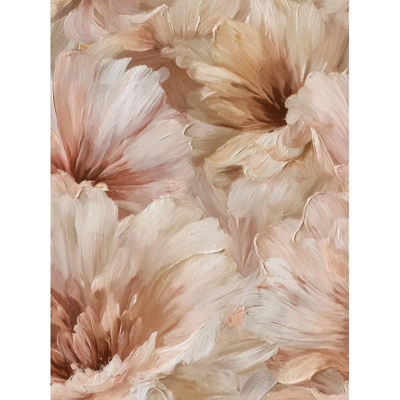 Papier peint floral beige avec décoration murale élégante et amovible
