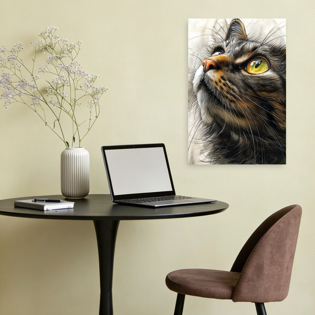 Intense Cat Gaze Contemporary Cat Wall Art Print