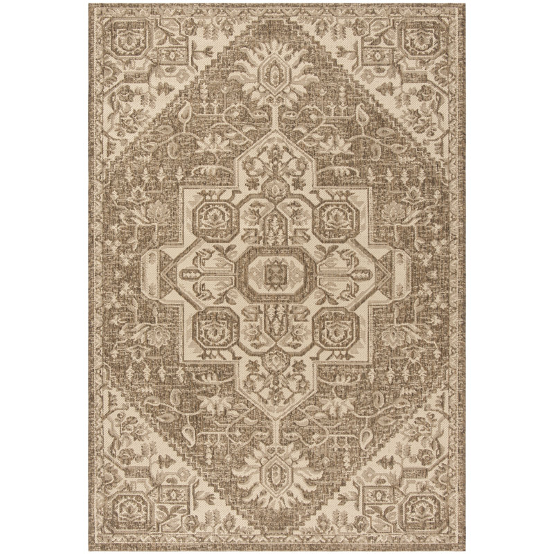 Glass Hooked Cream/Beige Indoor/Outdoor Rug, Rectangle 155 x 229 cm
