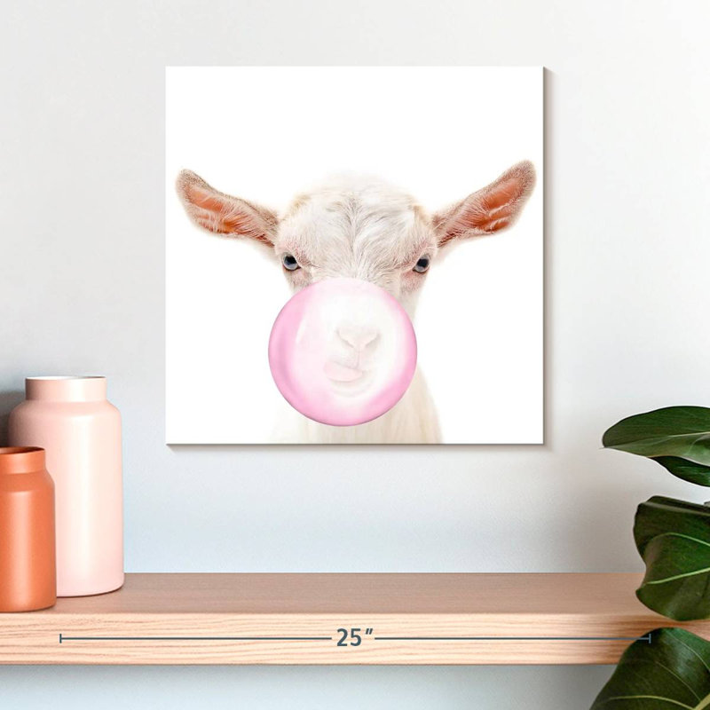" Bubble Gum Goat ", 16" H x 16" W x 1.25" D