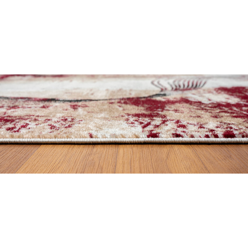 Tapis à motif abstrait, Rond 5 pi 3 po