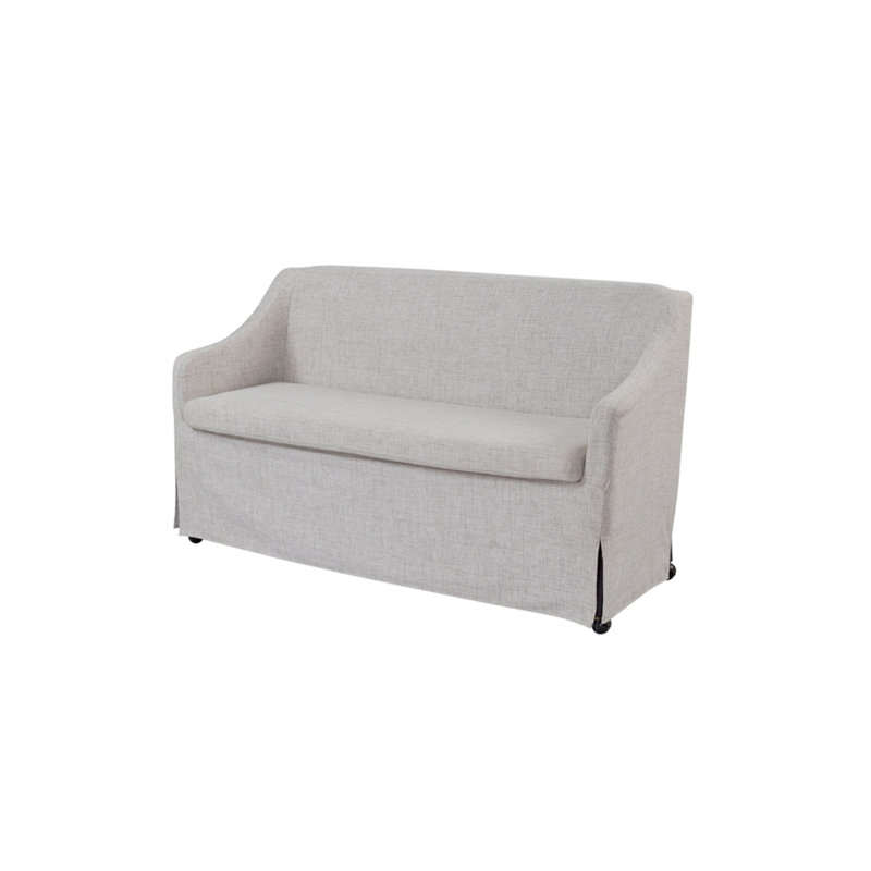 Slip Covered Settee With Casters