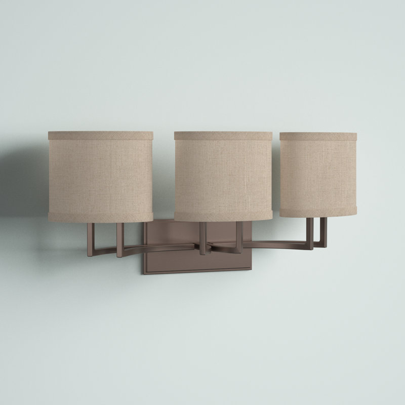 Éclairage de salle de bain à intensité variable 3 lumières Addyson, Bronze noisette / tissu kaki