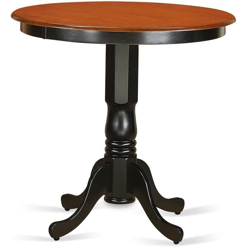 Smyth Round Solid Wood Dining Table, Black/Cherry