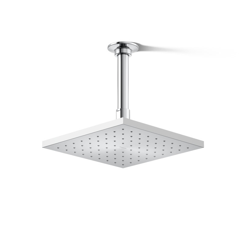 Pomme de douche à pluie Contemporary, Chrome poli, Carrée, 2,5 gallons par minute