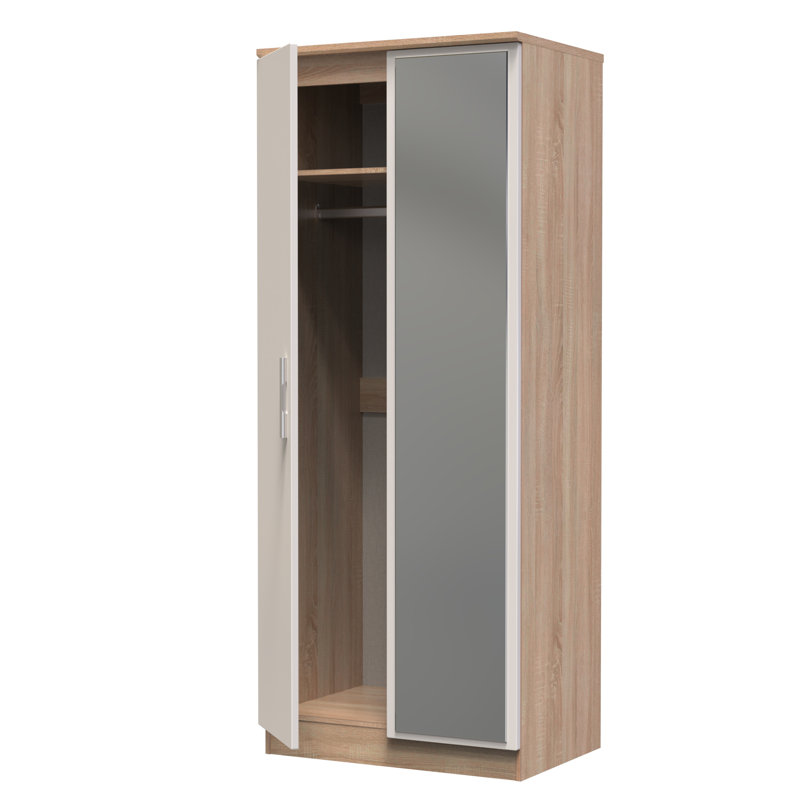 Borgeson Manufactured Wood Wardrobe, Kashmir Gloss/Bardolino Oak
