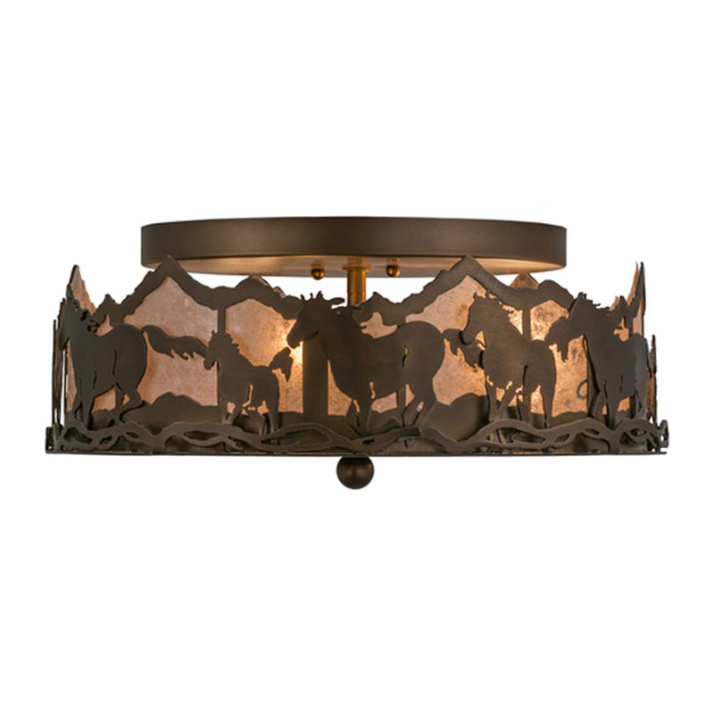 Running Horses 3 - Light Flush Mount