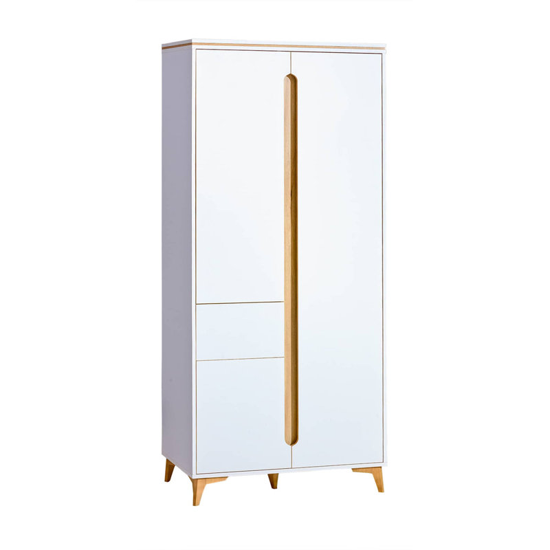 Burdeshaw 3 Door Manufactured Wood Wardrobe, White/Mountain Ash
