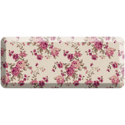 Anti-Fatigue Kitchen Comfort Mat, English Garden Rose Pattern In Heirloom Rose
