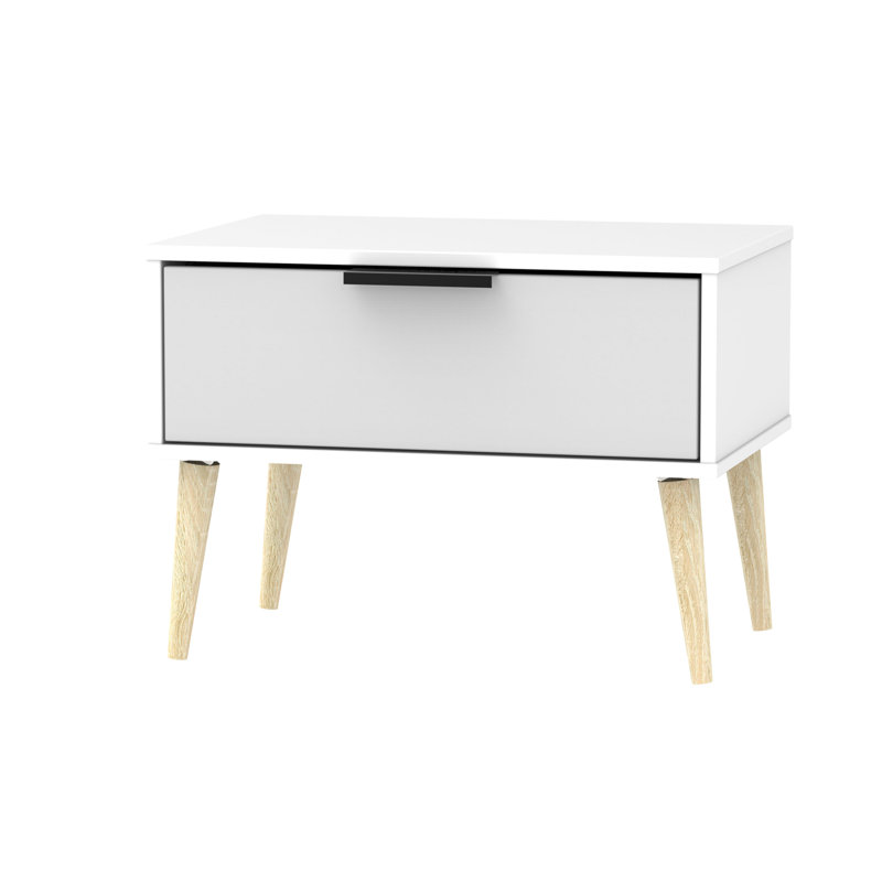 Fully Assembled Euart 1 Drawer Bedside Table, Oak/Grey Matt