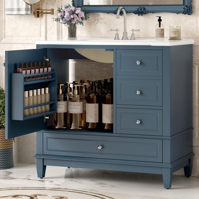 Meuble-lavabo à plusieurs tiroirs en céramique