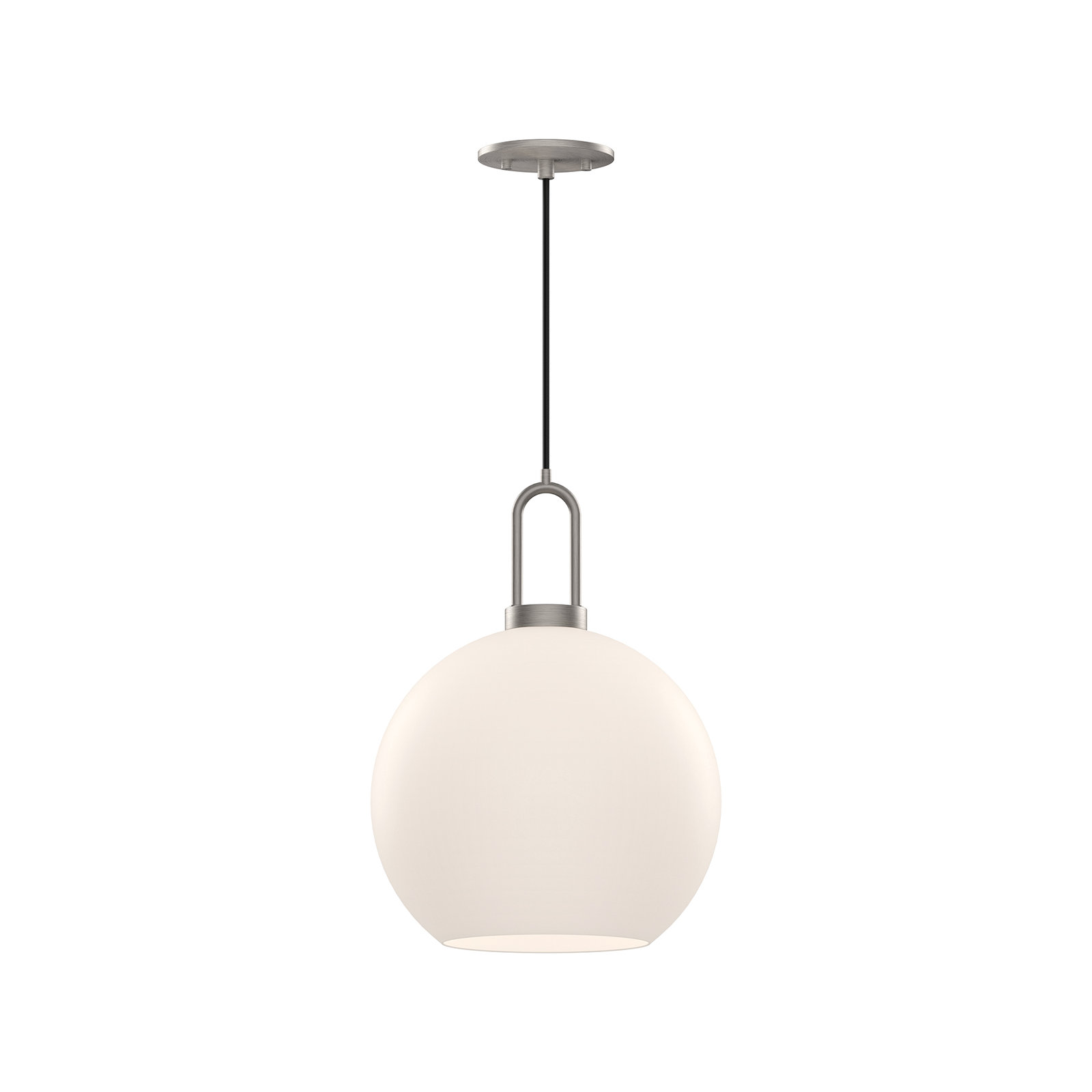 Shiloh Single Light Glass Pendant, Brushed Nickel, Opal, 14.375"H x 9.875"W x 9.88" D