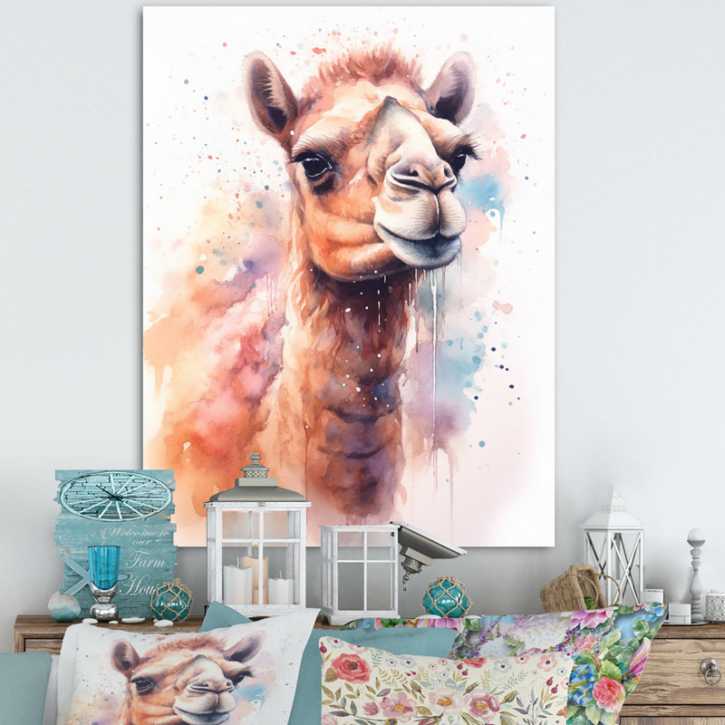 Camel désert Nomad VI - animaux, art mural, salon, 32" H x 16" W, Cadre photo argenté