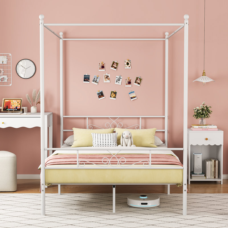 Alex-Jay Metal Canopy Bed, Black, Queen