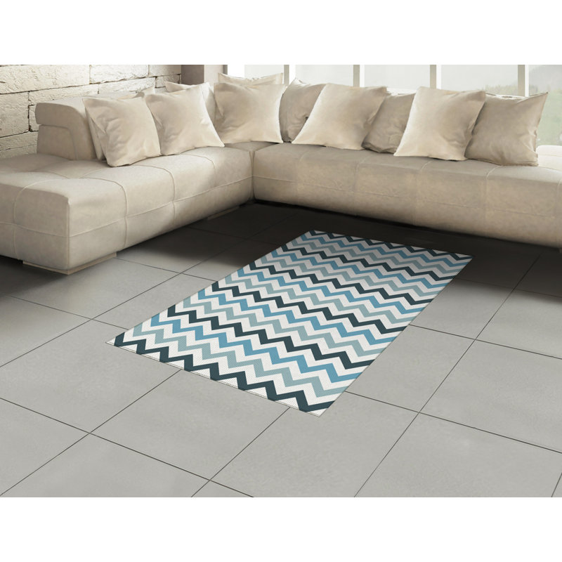 Blue High Density Long Fiber Poly Threads Decorative Area Rug Carpet, Rectangle 2'7" x 5'