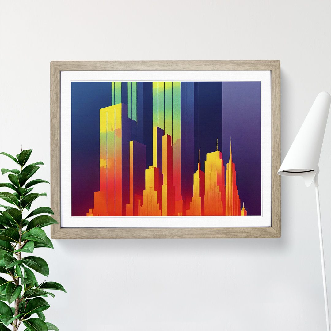 Spellbinding Skyscraper Skyline Abstract - Framed Print