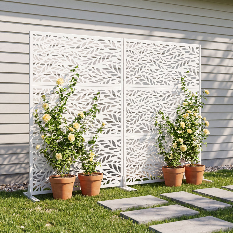 183cm H Freestanding Metal Room Divider Decorative Privacy Screen Garden Lattice Panel Trellis for Patio, Balcony, Backyard, Pool, Indoor Room