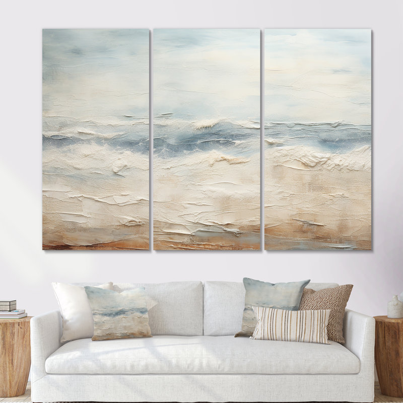 Rasch - ensemble d'art mural océan côtier, H 60 po x l 84 po x P 1,5 po, Toile tendue