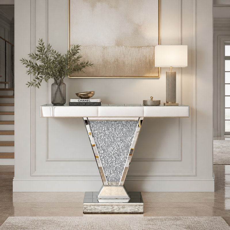 39.17 " W Glass Top Console Table